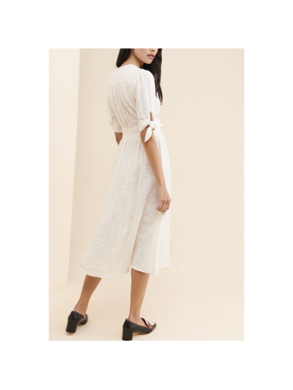 Free People Free-est Love Of My Life Off White Cotton Midi Dress Size Medium - Picture 2 of 8